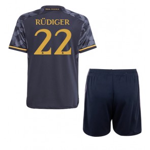 Real Madrid Antonio Rudiger #22 Dětské Venkovní dres komplet 2023-24 Krátký Rukáv (+ trenýrky)